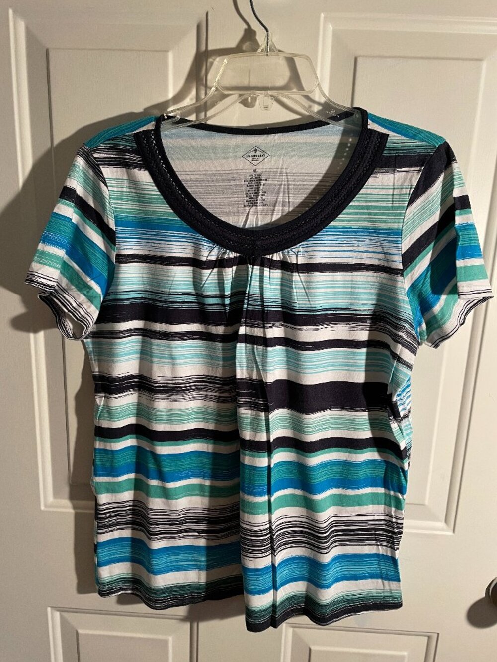 Ladies short sleeve shirt  St. John's Bay extra large xl striped